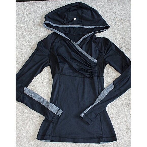 Lululemon - Run for Your Life Hoodie in Black + Heathered Grey, size 2 - Picture 3 of 9